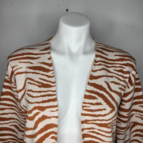 LOFT OUTLET Zebra Print Long Cardigan Orange & White Size SP - Picture 9 of 15